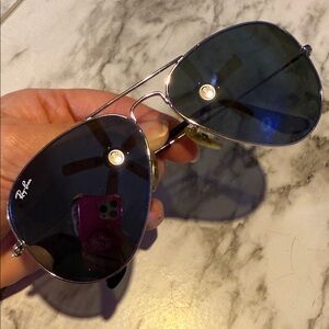 Ray-Ban Aviators Authentic Silver Frame Dark Grey Lens Sunglasses